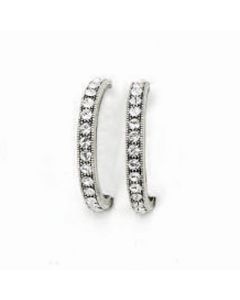 Catherine Popesco Silver Crystal Hoop Earrings