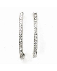 Catherine Popesco Silver Crystal Large Hoop Earrings