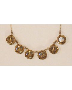 Catherine Popesco Large Stone Six Crystal Necklace - Champagne & Gold