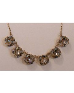 Large Stone Six Crystal Necklace - Shade & Gold