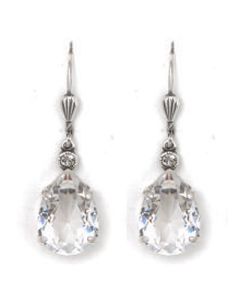 Catherine Popesco Clear Crystal and Silver Teardrop Earrings