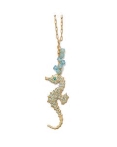 Catherine Popesco Crystal Pacific Opal Seahorse Necklace