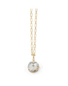 Catherine Popesco Extra Large Stone Crystal Necklace - Shade and Gold
