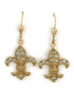 Catherine Popesco Fleur-de-lis Crystal Gold Earrings