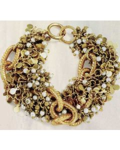 La Vie Parisienne Gold & Pearl Intertwined Oprah Bracelet by Catherine Popesco