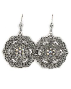Catherine Popesco Small Round Lacy Crystal Earrings - Assorted Colors