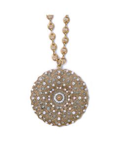 Catherine Popesco Large Lacy Medallion Gold Crystal Necklace - Assorted Colors