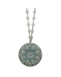 Catherine Popesco Large Lacy Medallion Silver Crystal Necklace - Pacific Opal