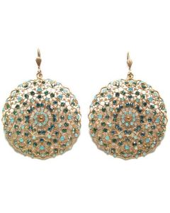 Catherine Popesco Large Lacy Pacific Opal and Gold Round Earrings