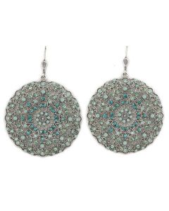 Catherine Popesco Large Lacy Pacific Opal and Silver Round Earrings