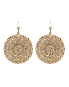 Catherine Popesco Large Lacy Pearl & Gold Round Earrings