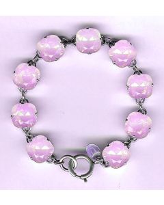 Catherine Popesco Large Stone Crystal Bracelet - Pink Rosewater and Silver