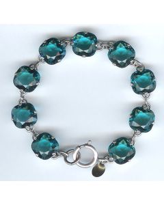 Catherine Popesco Large Stone Crystal Bracelet - Teal and Silver