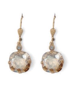 Catherine Popesco Large Stone Crystal Earrings - Champagne and Gold