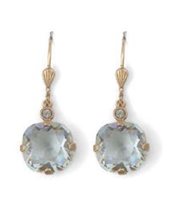 Catherine Popesco Large Stone Crystal Earrings - Ice and Gold