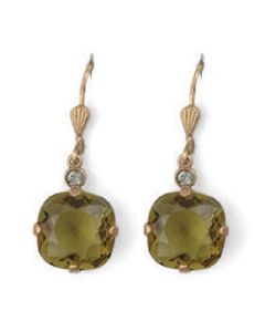 Catherine Popesco Large Stone Crystal Earrings - Khaki and Gold