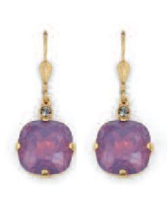 Catherine Popesco Large Stone Crystal Earrings - Lavender and Gold