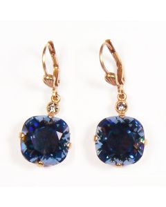 Catherine Popesco Large Stone Crystal Earrings - Midnight Blue and Gold