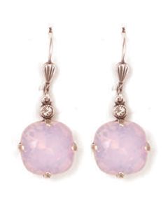 Catherine Popesco Large Stone Crystal Earrings - Rosewater Pink and Silver