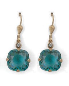 Catherine Popesco Large Stone Crystal Earrings - Teal and Gold