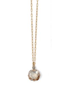 Catherine Popesco Large Stone Crystal Necklace  - Champagne and Silver