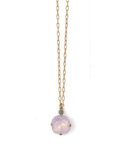 Catherine Popesco Large Stone Crystal Necklace  - Pink or Rosewater and Gold