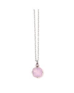 Catherine Popesco Large Stone Crystal Necklace  - Rosewater Pink and Silver