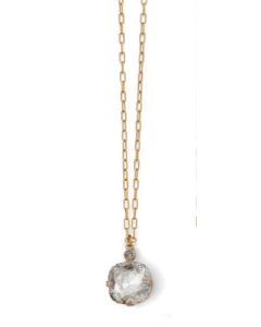 Catherine Popesco Large Stone Crystal Necklace  - Shade and Gold