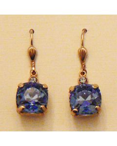 Catherine Popesco Medium Stone Crystal Earrings - Midnight Blue and Gold