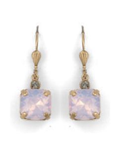 Catherine Popesco Medium Stone Crystal Earrings - Rosewater and Gold