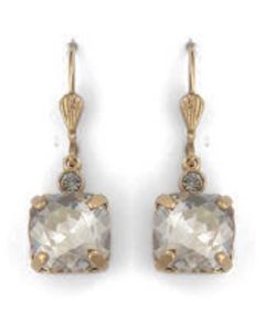 Catherine Popesco Medium Stone Crystal Earrings - Shade and Gold