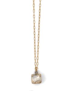 Medium Stone Crystal Necklace - Champagne and Gold