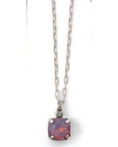 Medium Stone Crystal Necklace - Lavender and Silver