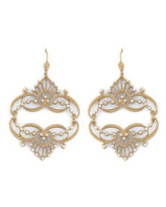 Catherine Popesco Mirrored Tiara Pearl Gold Earrings