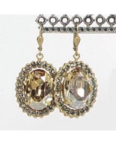 Oval Crystal Frame Earrings - Champagne