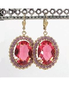 Catherine Popesco Oval Crystal Frame Earrings - Pink