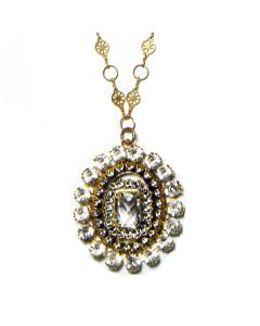 Oval Crystal Pendant Necklace