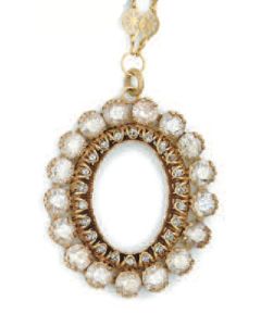 Catherine Popesco Crystal Oval Necklace - Shade and Gold