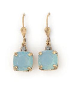 Medium Stone Crystal Earrings - Pacific Opal and Gold