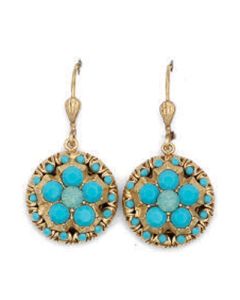 Catherine Popesco Round Turquoise and Gold Earrings