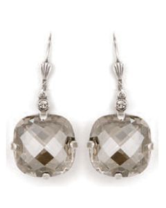 Ex-Large Stone Crystal Earrings - Shade and Silver
