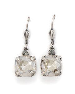 Catherine Popesco Medium Stone Crystal Earrings - Shade and Silver