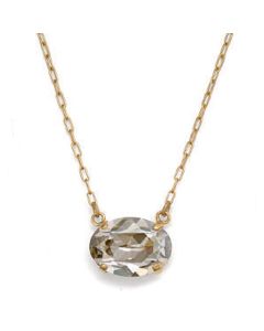 Catherine Popesco Oval Stone Crystal Necklace - Shade & Gold