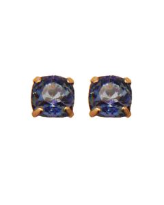 Stud or Post Medium Stone Crystal Earrings - Midnight Blue and Gold