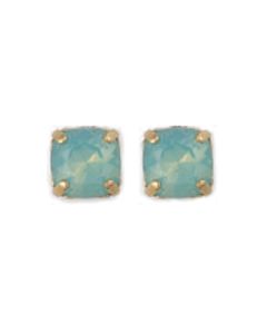 Stud or Post Medium Stone Crystal Earrings - Pacifc Opal and Gold