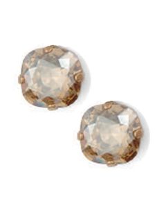 Stud or Post Large Stone Crystal Earrings - Champagne & Gold