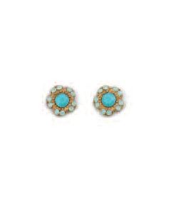 Catherine Popesco Stud or Post Turquoise Flower Crystal Earrings