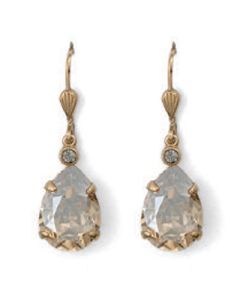 Catherine Popesco Champagne Teardrop and Gold Crystal Earrings