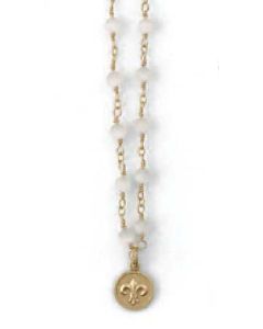 Catherine Popesco Tiny Gold Fleur de Lis Charm Beaded Necklace