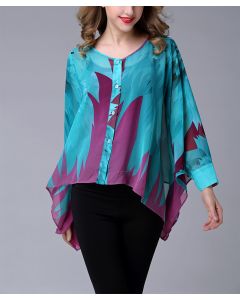 Teal or Gold Cape-Sleeve Button-Up Top & Cami by Jerry T Fashion NY